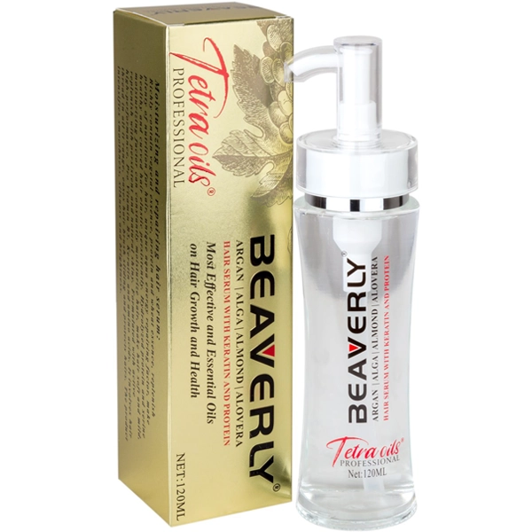 سرم مو بیورلی اصل تترا اویلز حاوی آرگان و کراتین و پروتئین 120 میل | BEAVERLY Tetra Oils hair serum with Keratin & Protein 120ml